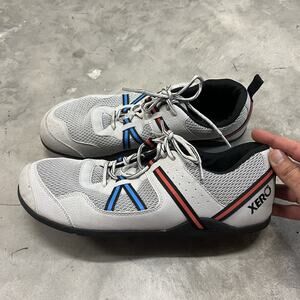 Xero Prio Minimalist Barefoot Running Shoes Mens Size 14 Lunar Gray Red Blue